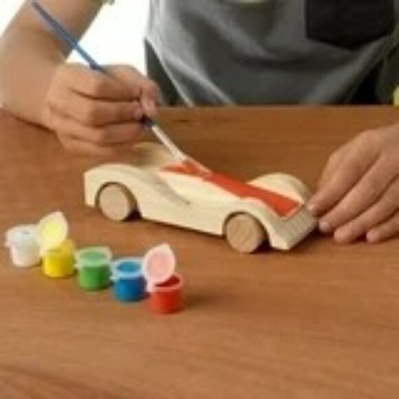 Made by Me Build & Paint Wood Cars 3 Race Car w Moving Wheels Ages 6+ Unisex NEW - Picture 3 of 7